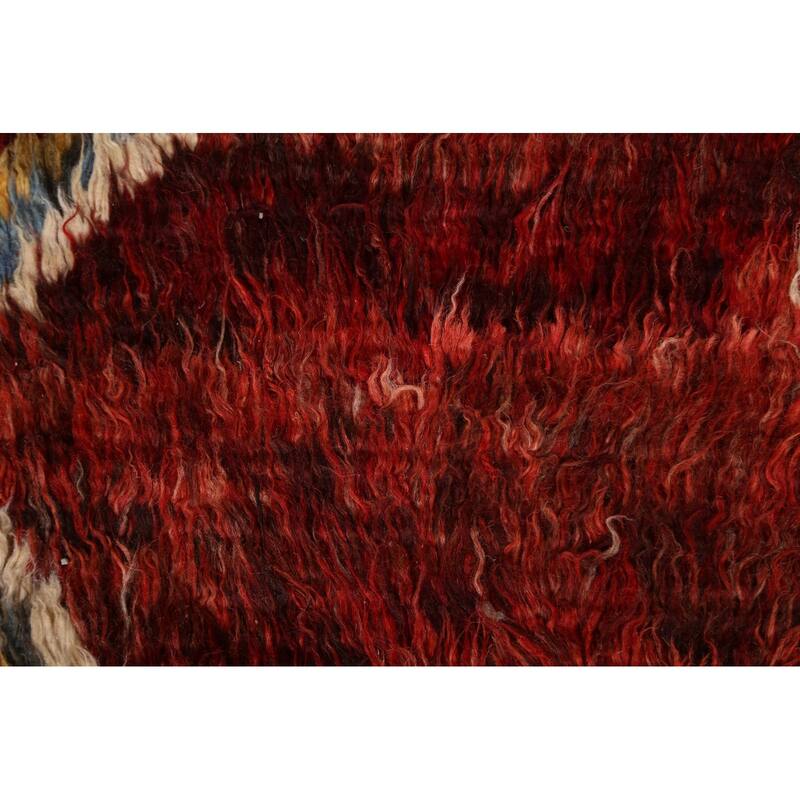 Hand Knotted Oriental 100% Wool Carpet Modern Tribal Red Moroccan Area Rug - 9' 7'' X 6' 8''