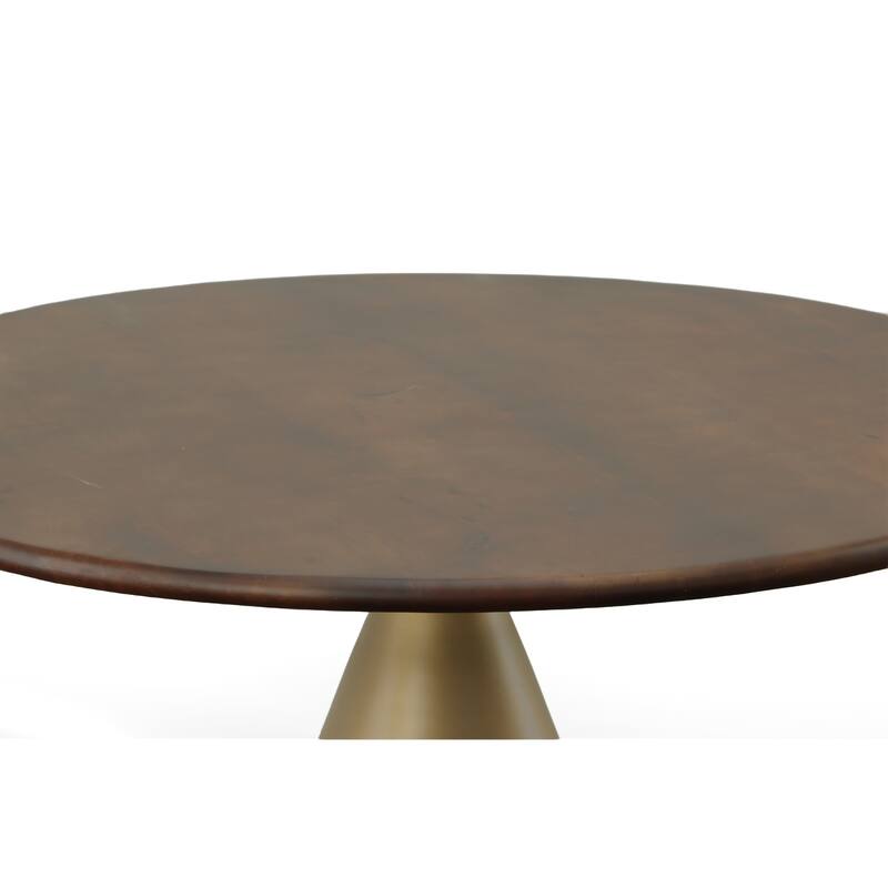 Carolina Living Gio 48" Pedestal Dining Table - Elm/Gold