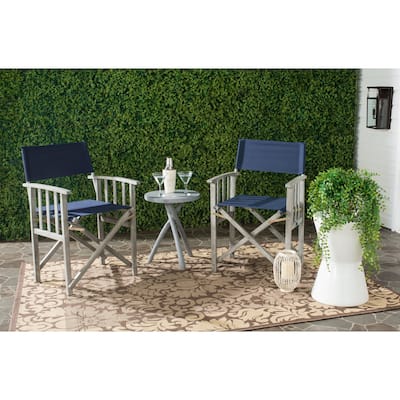 SAFAVIEH Outdoor Living Laguna Acacia Wood Director Chair (Set of 2) - 22"W x 21"D x 34"H