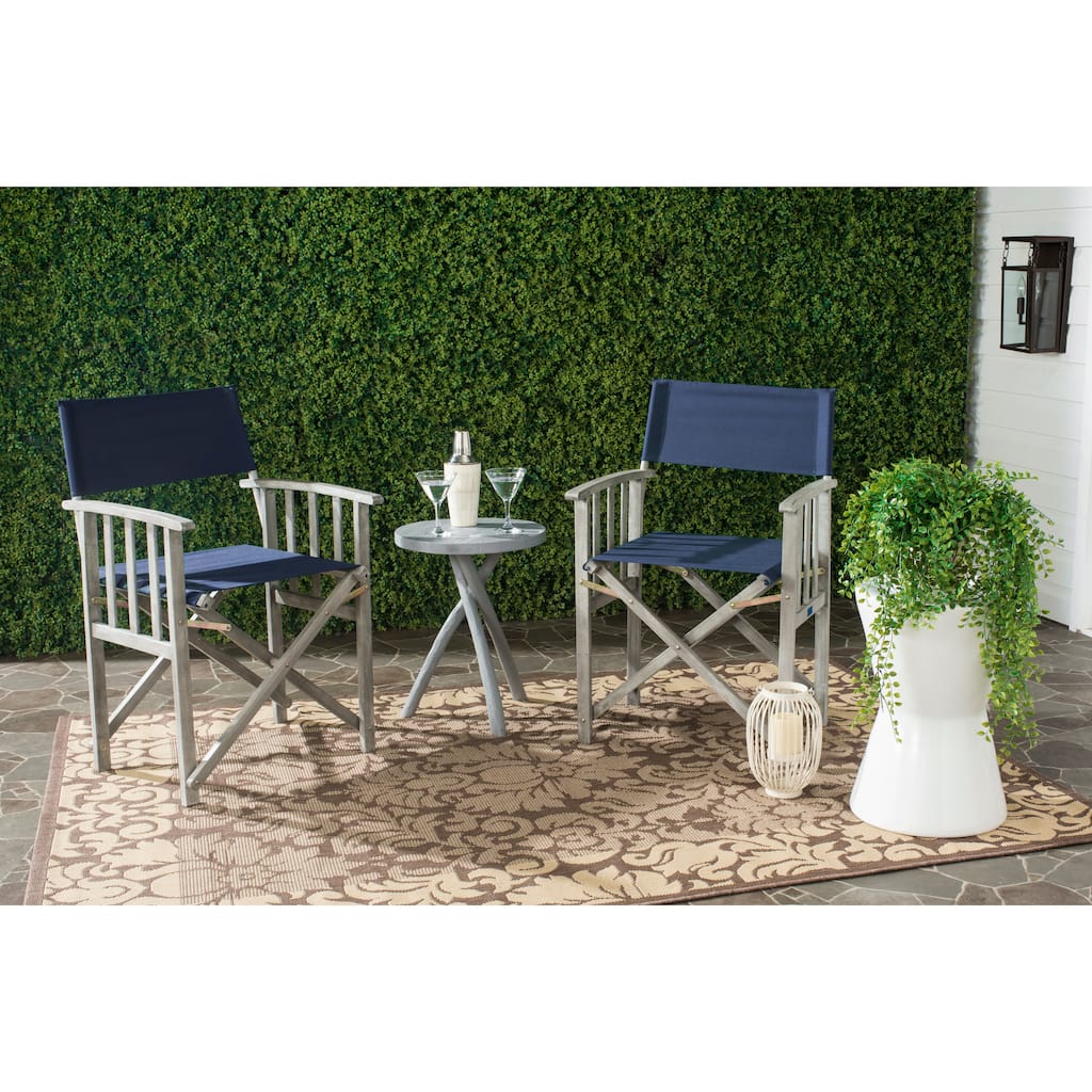 SAFAVIEH Outdoor Living Laguna Acacia Wood Director Chair (Set of 2) - 22"W x 21"D x 34"H