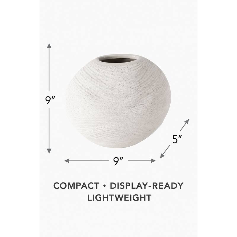 Aria Home White Speckled Textured Ceramic Vase for Modern Rustic Décor