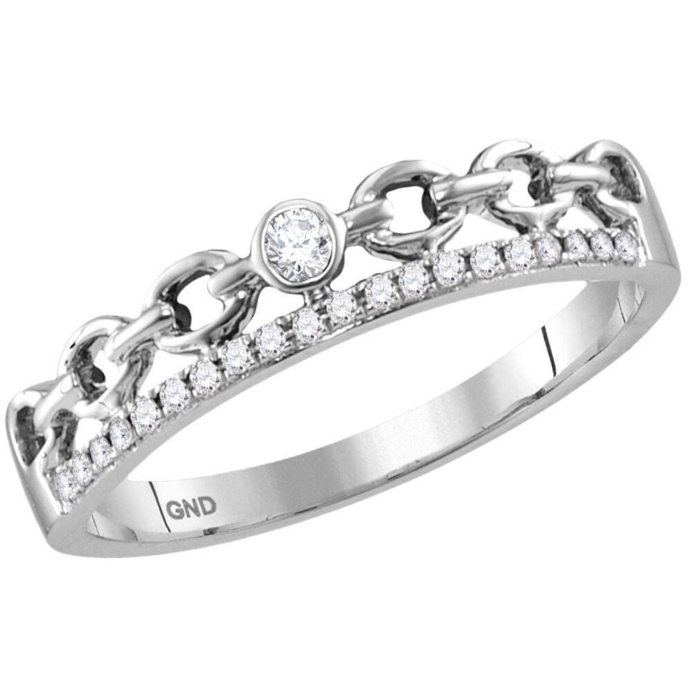 10KT Yellow Gold Round Diamond Joined Linked Heart Ring 0.07 Cttw 10KT Yellow Gold Round Diamond Joined Linked Heart Ring 0.07 Cttw