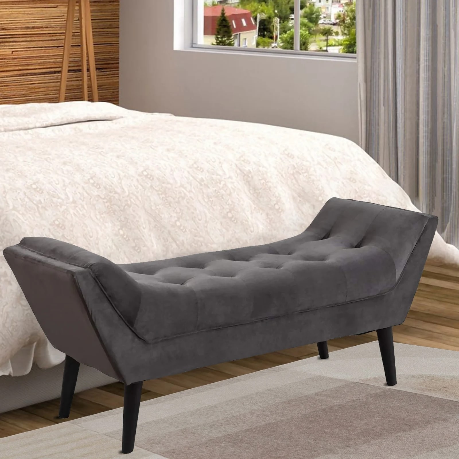 Andeworld end of bed bench Entryway Bench Modern Fabric Footstool