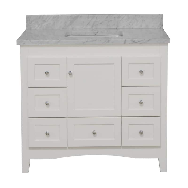 KitchenBathCollection Abbey 42" Bathroom Vanity with Carrara Marble Top