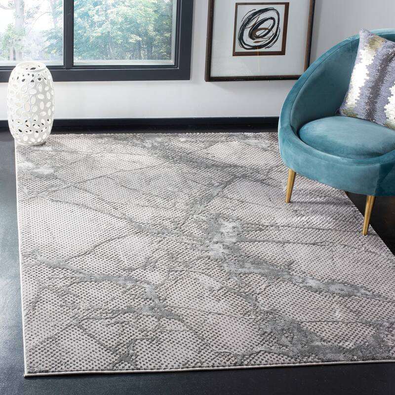 SAFAVIEH Lurex Rosita Modern Abstract Polyester Rug - 4' x 6' - Grey/Grey