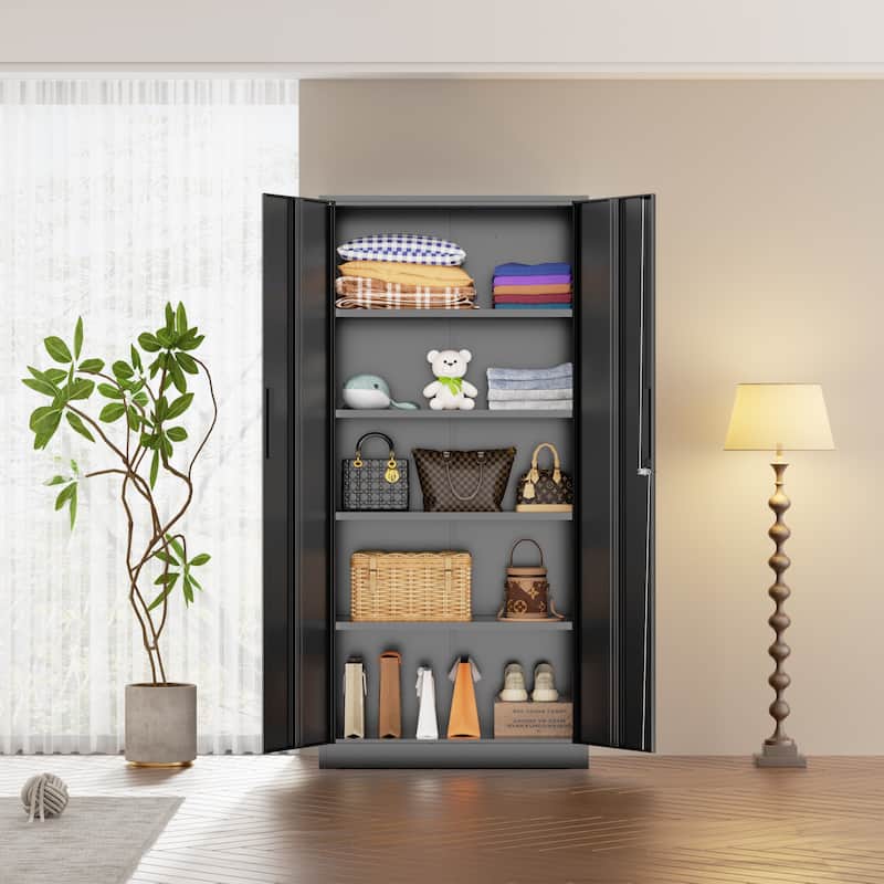 36 inch - 71 inch Tall File Cabinet Metal Storage Cabinet with Lockable Doors and Adjustable Shelves for Office, Home, Pantry