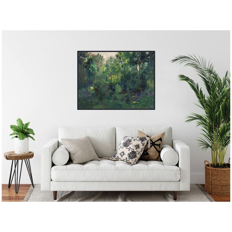 Kate and Laurel Wooded Landscape 1900 Thorvald Erichsen by Nostalgia Prints Framed Canvas Wall Art Print
