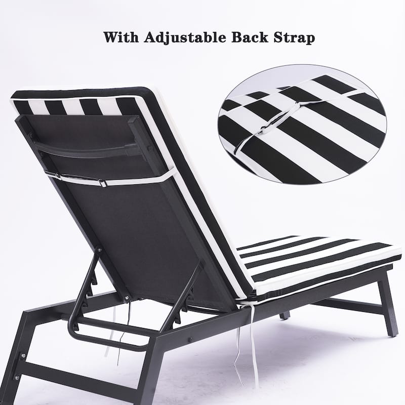 GDFStudio Bula Outdoor Chaise Lounge Cushion with Removable Cover (Set of 2)-ONLY CUSHION - 74.41" x 22.05"