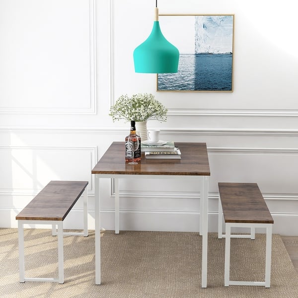 Shop 3 Piece Dining Table Set Kitchen Table With Two Benches
