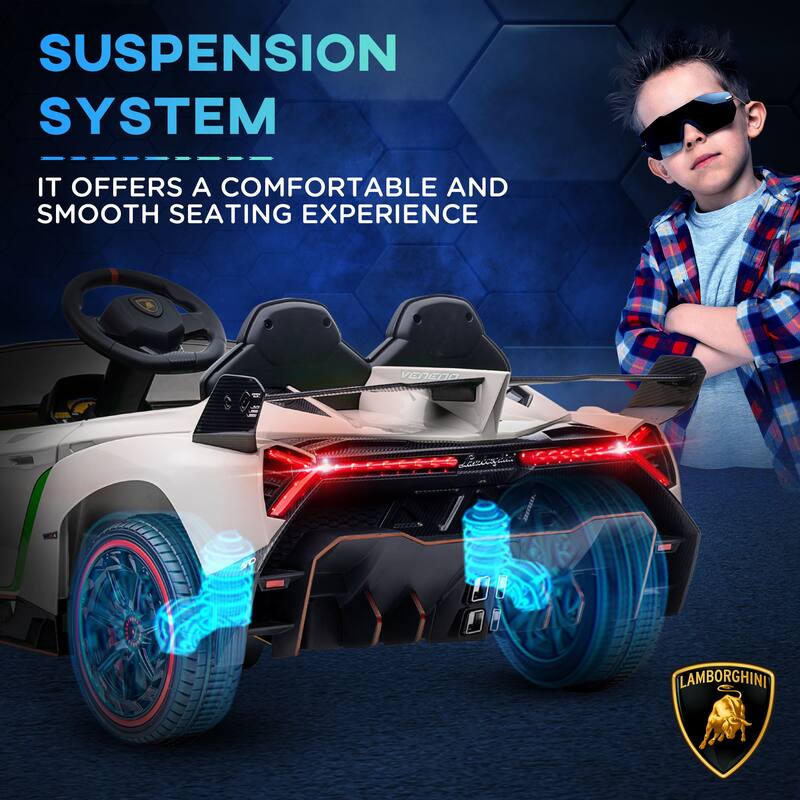 12V Lamborghini Veneno Kids Electric Ride-On Car with Remote Control, Bluetooth, Butterfly Doors, Suspension, for Toddlers