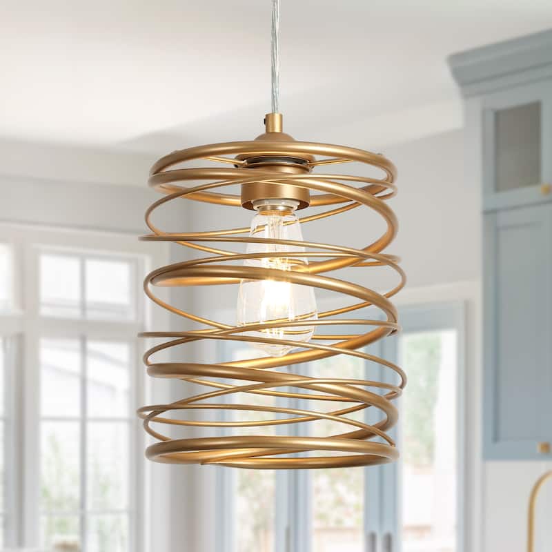 Modern Farmhouse Gold 1-Light Pendant Metal Kitchen Island Light
