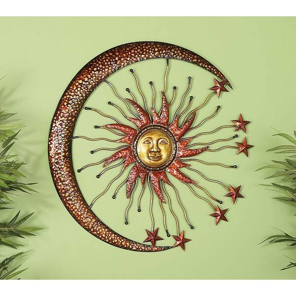 Shop Sparkling Sun Moon Metal Wall Decor With Small Stars Bronze