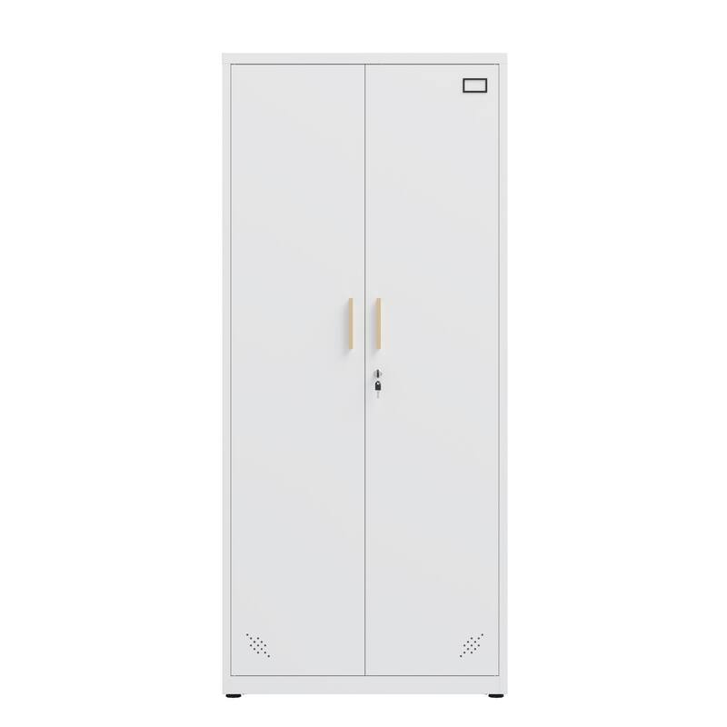 Rust-Proof Home OfficeTall File Cabinet, Lockable Storage Cabinet with Magnetic Doors & 4 Adjustable Shelves