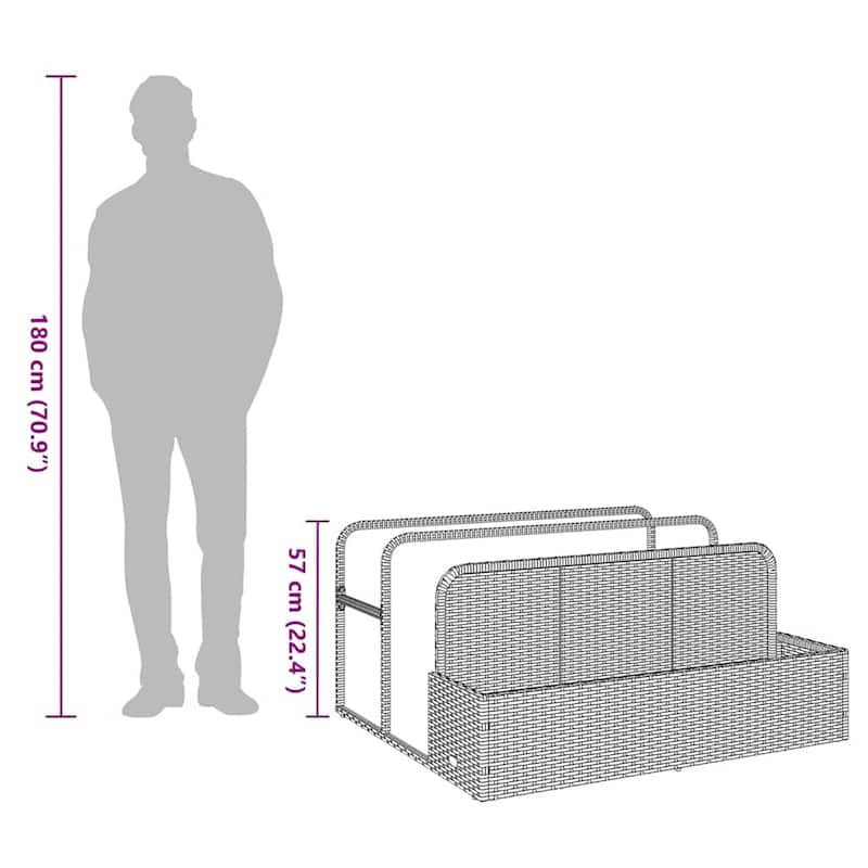 vidaXL Poolside Float Storage Beige/Black/Grey PE Rattan - 39.4 x 43.3 x 22.4
