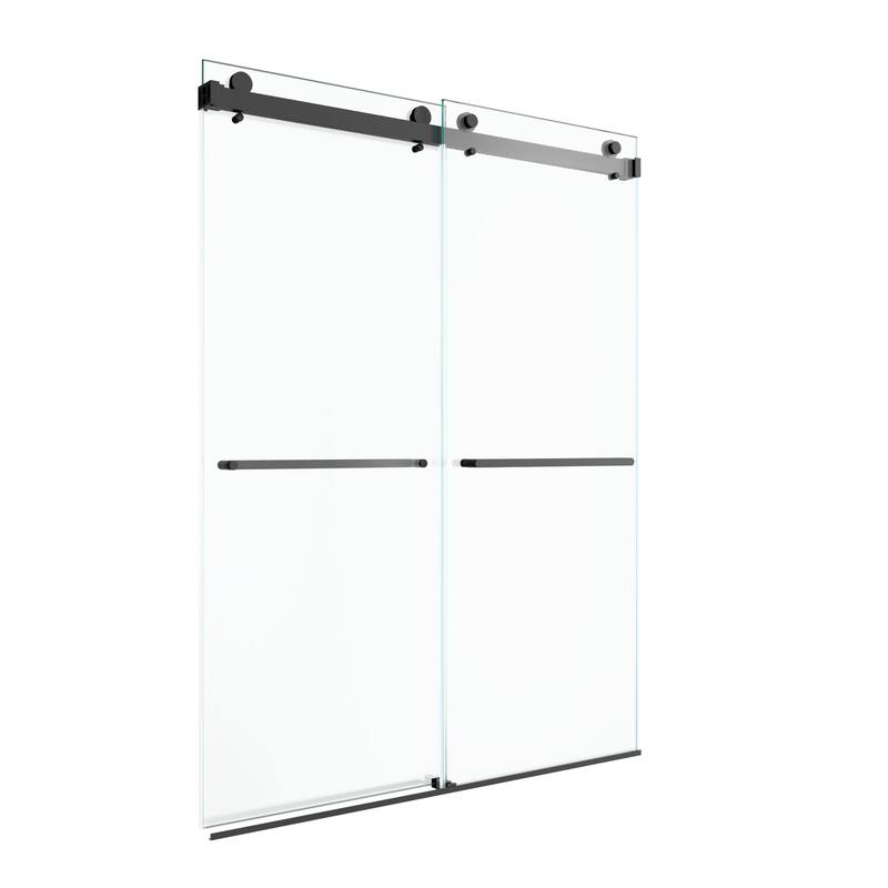 GDFStudio - Modern Minimalist Frameless Double Sliding Shower Door with 3/8" SGCC Tempered Glass & Stainless Steel Hardware