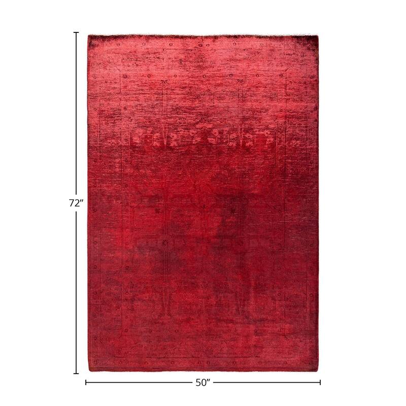 Vibrance, One-of-a-Kind Hand-Knotted Area Rug - Red, 4' 2" x 6' 0" - 4' 2" x 6' 0"
