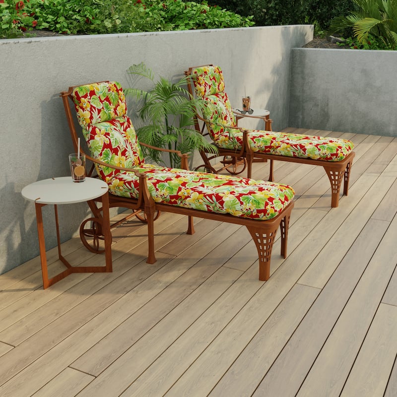 74" x 22" Outdoor Chaise Lounge Cushion with Ties and Loop - 74'' L x 22'' W x 5'' H