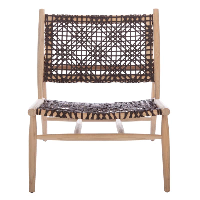 SAFAVIEH Bandelier Open Leather Weave Squared Accent Chair. - 26" W x 32" D x 31" H - Natural/Brown