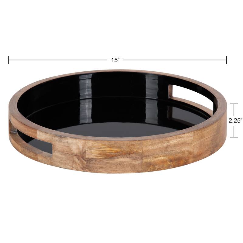 Kate and Laurel Ehrens Round Decorative Wood Tray