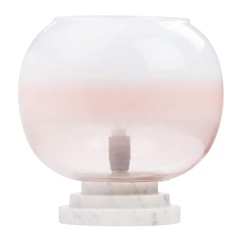 Casey River of Goods White Marble and Blown Glass Globe Shade 13-Inch Accent Lamp - 9.75" x 9.75" x 13"