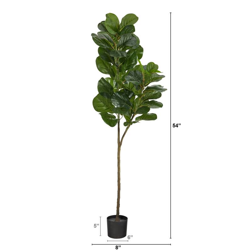 Artificial Fig Tree 4.5ft Indoor Tropical Plant - Realistic Ficus Plant with Planter - Green - 61 Inches and Over