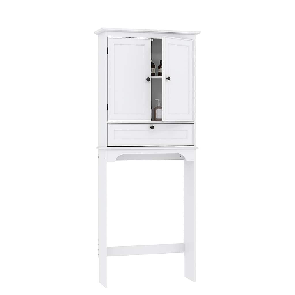 COSTARS Over The Toilet Storage Cabinet, Bathroom Above Toilet Storage Cabinet with Doors and Adjustable Shelves, White