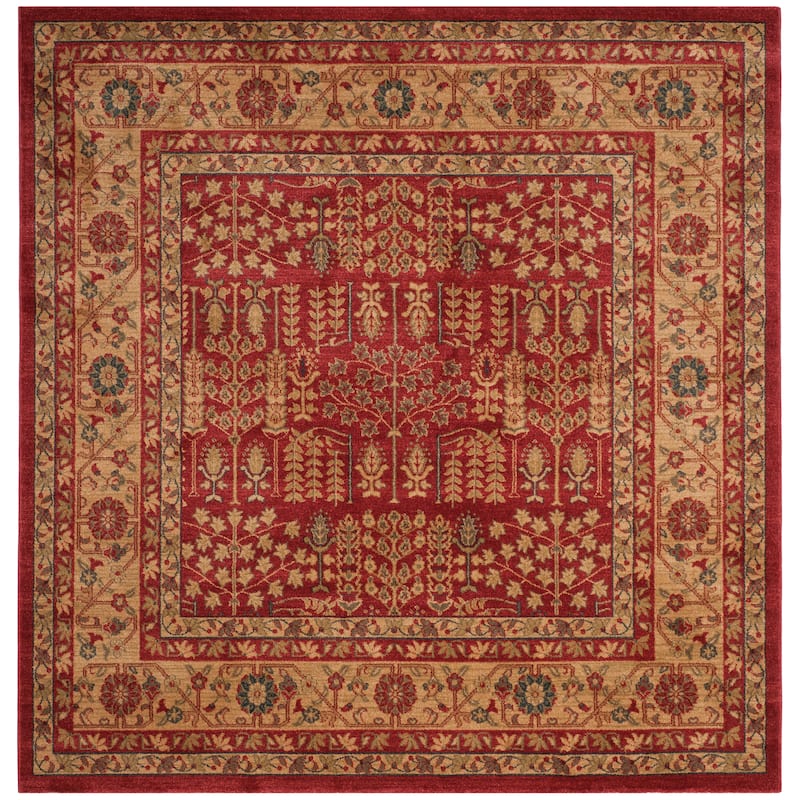 SAFAVIEH Mahal Laurene Traditional Oriental Rug - 3' Square - Red/Natural