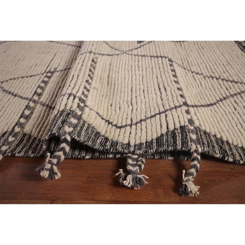 Trellis Moroccan Large Area Rug Hand-Knotted Wool Carpet - 11'4"x 15'6"