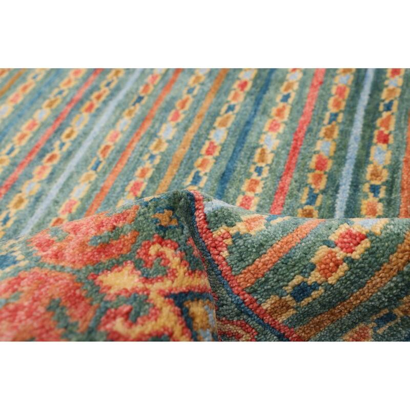 ECARPETGALLERY Hand-knotted Peshawar Ziegler Teal Wool Rug - 5'8 x 7'8