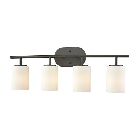 Pemlico 4-Light Vanity Lamp in Oil Rubbed Bronze with White Glass