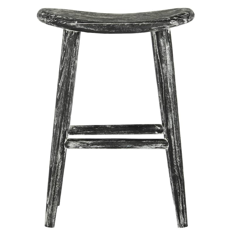 SAFAVIEH Eulah 11-inch Wood Black / White Washed Counter Stool - 17.7" x 11" x 24.2" - 18Wx11Dx24H