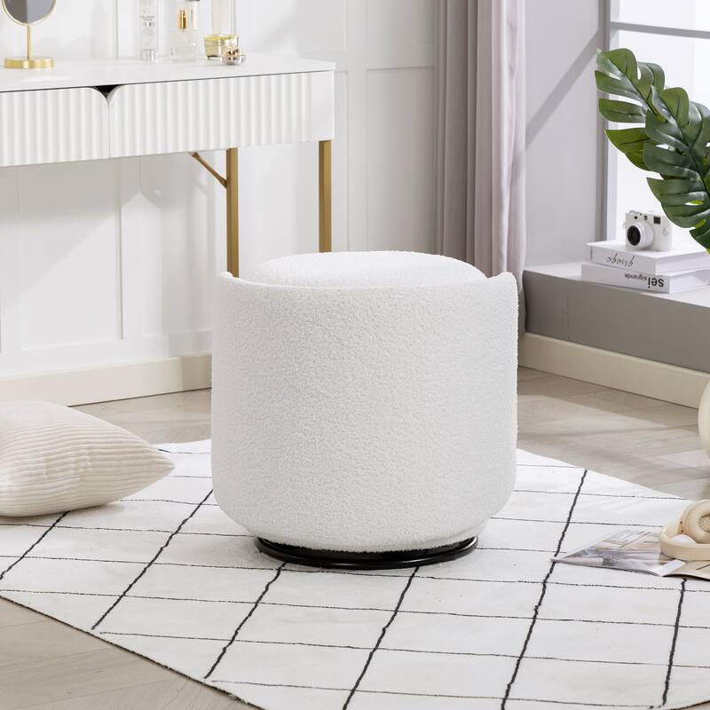 Stylish Upholstered Barrel Chair: 360°Swivel Vanity Stool for Bedroom & Dining Chair, Built-in Storage, Soft Padded Accent Seat