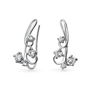 Q Gold Stainless Steel Polished with CZ Ear Climbers