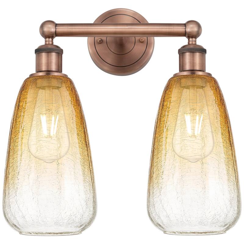 Innovations Lighting Endless Possibilities Edison - Brookhaven Almond - 2 Light 15" Bath Vanity Light - Antique Copper/Amber