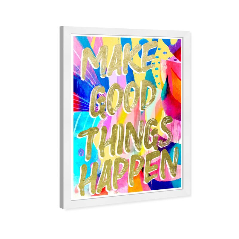 Wynwood Studio Prints Typography and Quotes Make Good Things Happen Gold and Metallic Gold Glam Wall Art Canvas Print