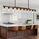 preview thumbnail 12 of 67, Farmhouse Linear Chandelier Rustic Wood Kitchen Island Lighting Dining Room Pendant Light Fixture with Seeded Glass Shade