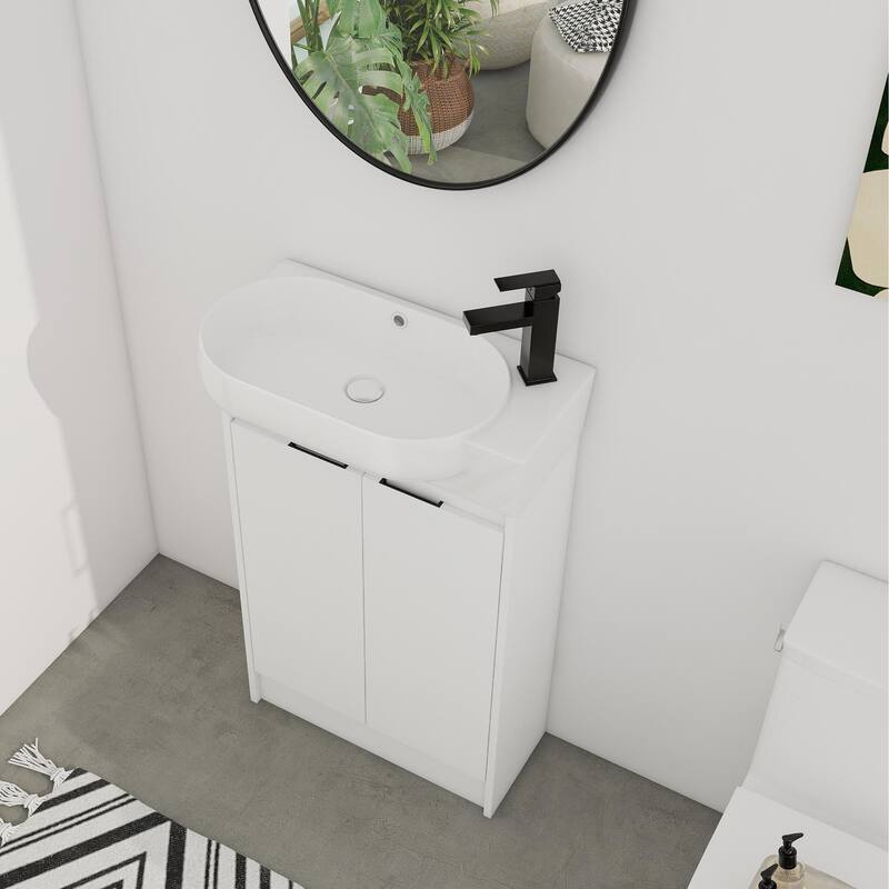 BNK 23'' Bathroom Vanity with Sink, Freestanding Bathroom Vanity with Soft Close Doors & Shelf ﻿