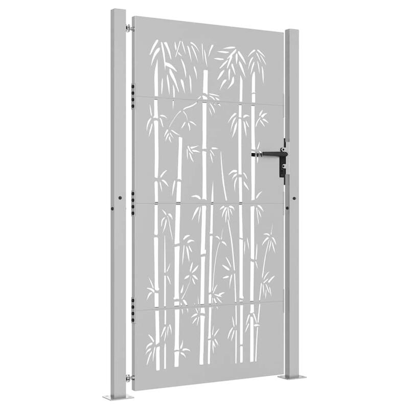 vidaXL Garden Gate 39.4x68.9" Corten Steel Bamboo Design - 43.3 x 70.9"