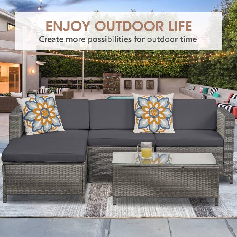 Royalcraft 5 Piece PE Rattan Wicker Sectional Sets