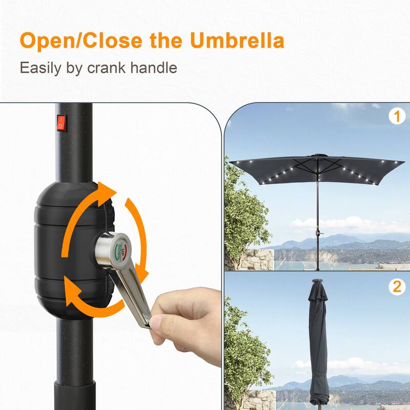 LIVOOSUN 6x9Ft LED Patio Umbrella Weather Resistant Table Umbrella