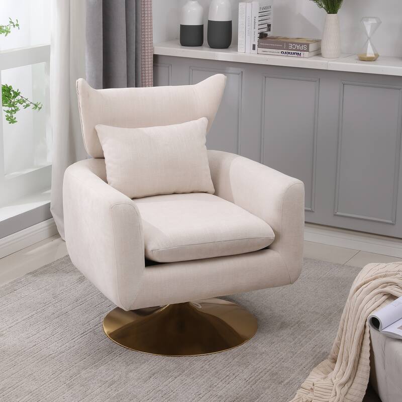 Classic Mid-Century 360-Degree Swivel Accent Chair - 29.20 x 29.90 x 36.60 - Beige