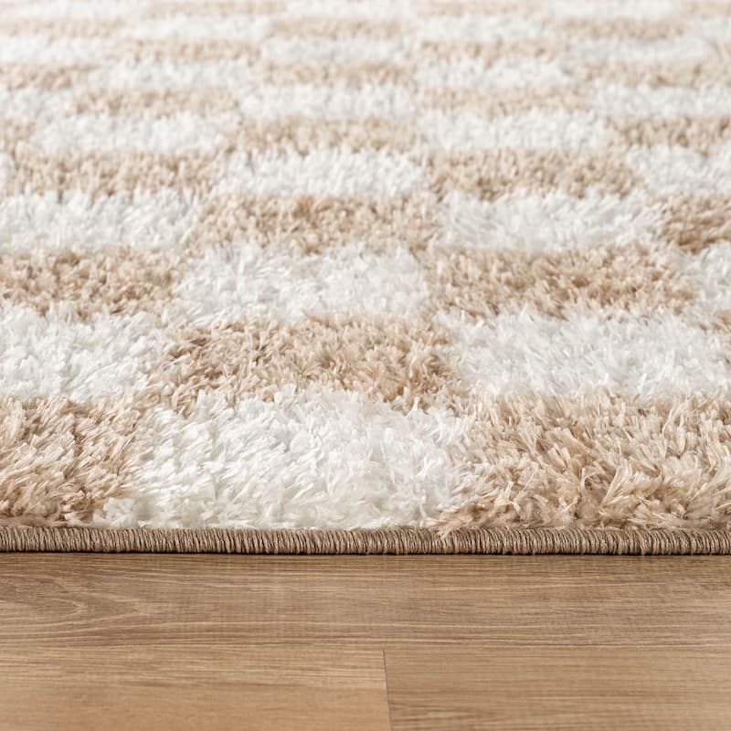 Block Shag Rug - Great for Living Room, Bedroom, or Entryway - Medium Pile, Easy to Clean - Anthracite Dark Gray