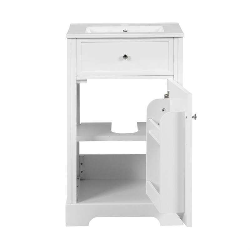 Freestanding Bathroom Vanity with Single Sink, Painted Finish, and Adjustable Shelf, 20"x18"x34" - 20in L