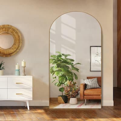 Glam Arched Mirror Full Length Floor Mirror with Stand