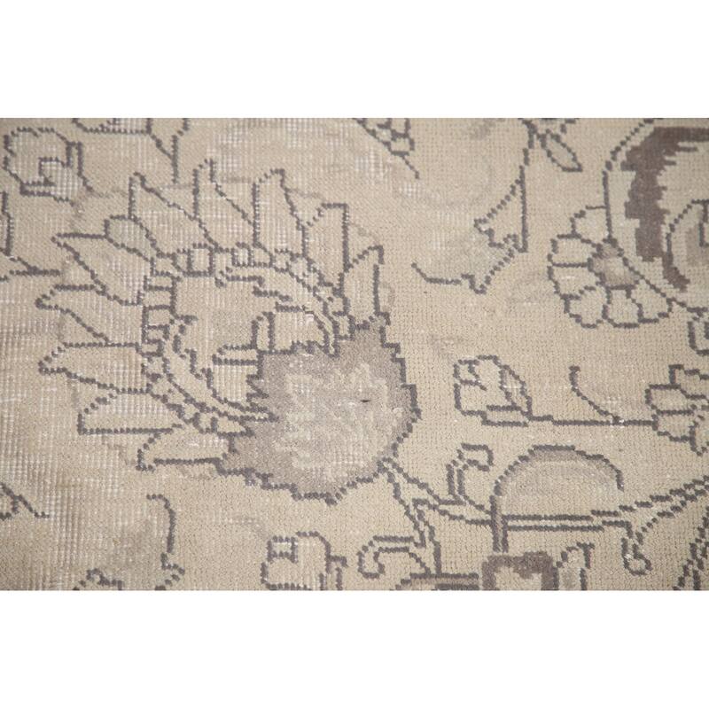 Hand Knotted Oriental 100% Wool Carpet Traditional Floral Beige & Ivories Tabriz Area Rug - 13' 2'' X 9' 10''