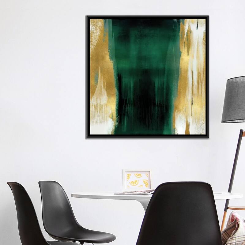 iCanvas "Free Fall Emerald with Gold II" by Christine Wright Framed Canvas Print