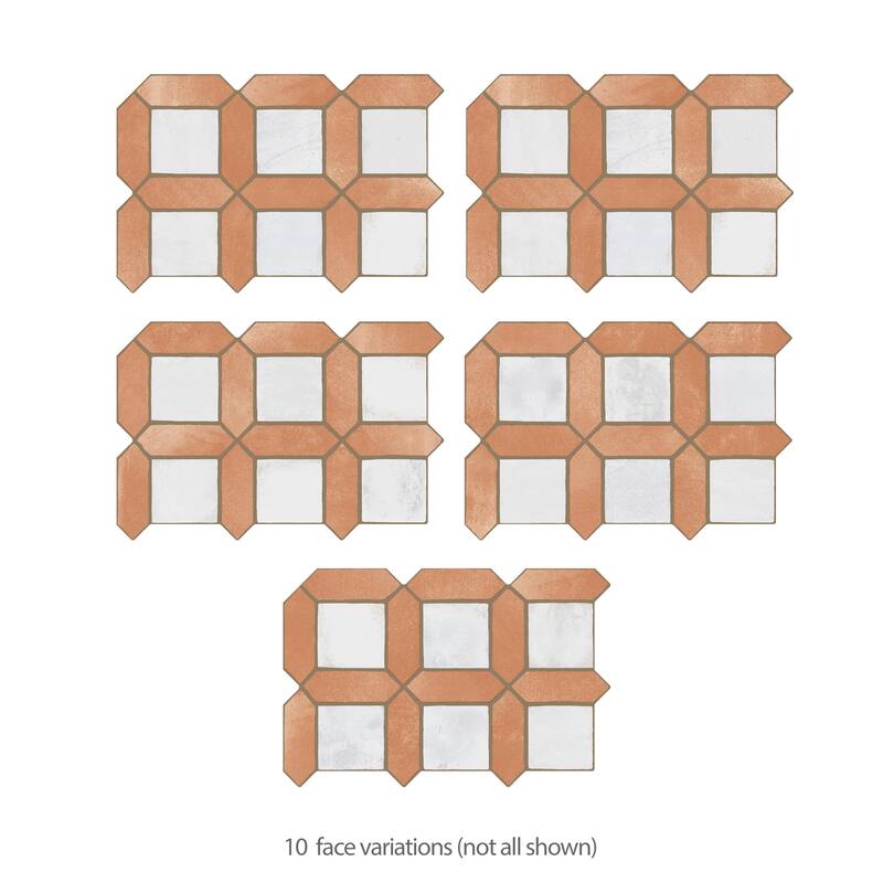 Merola Tile Picket Arendel Terra with White Square 14-5/8" x 22-1/2" Porcelain Floor and Wall Tile