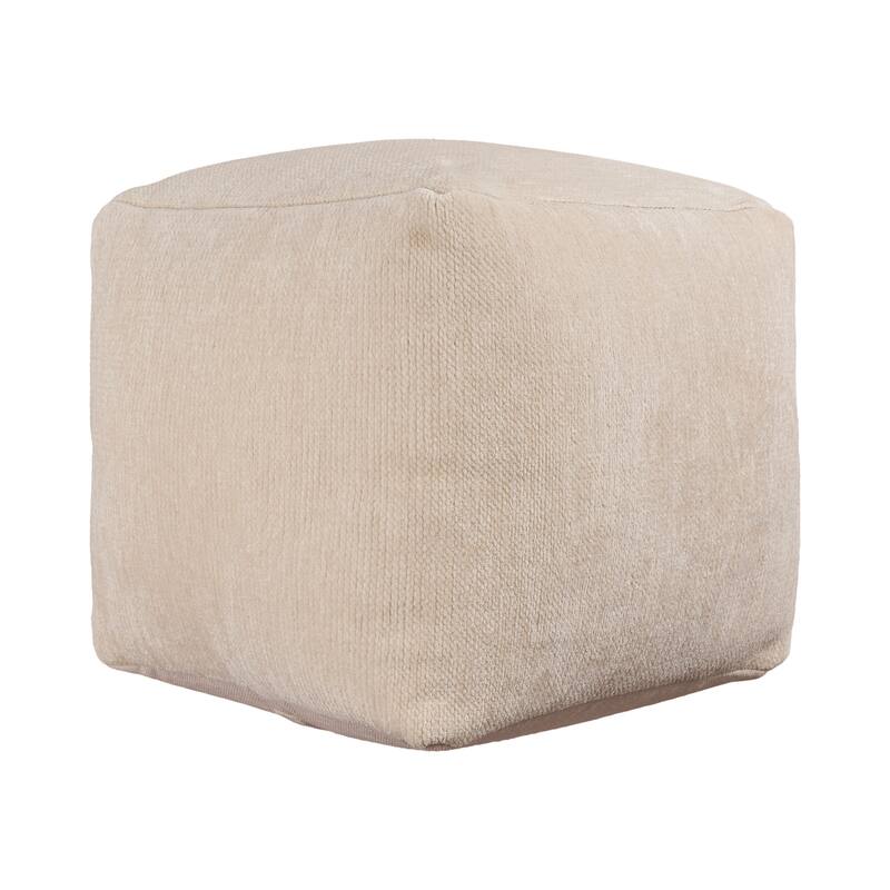Sevita Transitional Solid Chenille Indoor Pouf