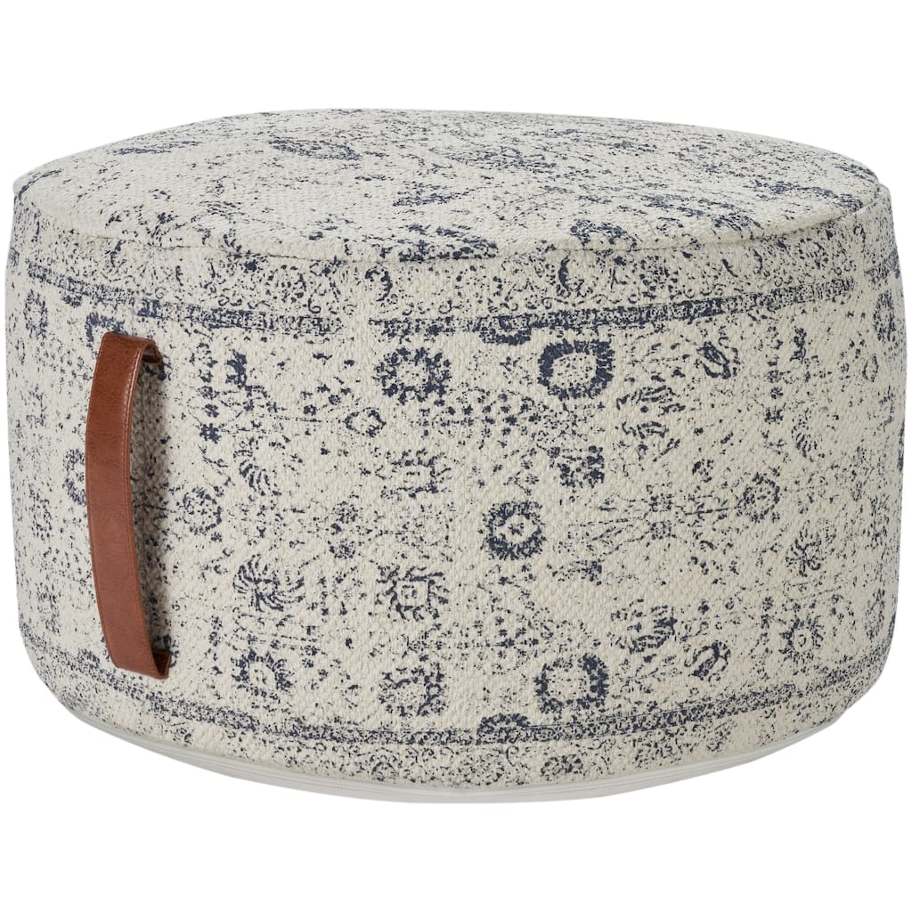 Nicole Curtis Erased Print Drum Pouf 20" x 20" x 12"