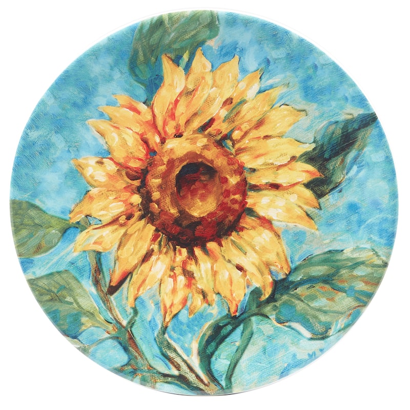 Certified International Golden Sunflowers Set of 4 Salad Plates - 9" Diam x 1"